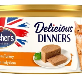 BUTCHER'S Delicious Dinners šlapias kačių maistas, vištiena su kalakutiena, 85 g