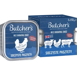 BUTCHER'S Original Mix Juicy pates - wet dog food - 4 x 150g