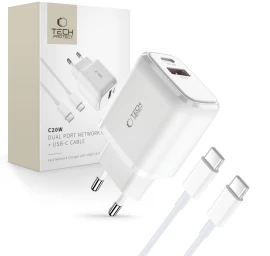 C20w Usb-c Usb-a 20 W Tinklo įkroviklis Su Usb-c Kabeliu - Baltas
