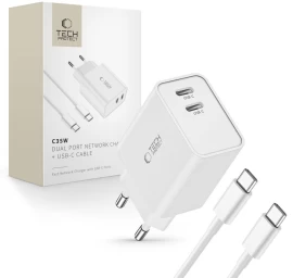 C35w 2x Usb-c Tinklo įkroviklis Su 35 W Usb-c Kabeliu - Baltas