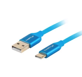 Cable Lanberg Premium QC 3.0 CA-USBO-22CU-0018-BL (USB 2.0 type A M - USB type C M; 1,8m; blue color)