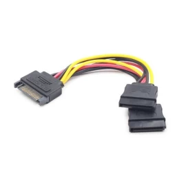 Cable SATA Molex (M)-&gt;   2x SATA (F) 15cm