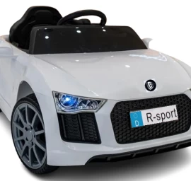 Cabrio B4 Baltas Akumuliatorinis Automobilis, Odinis, Nuotolinio Valdymo Pultas 2.4g