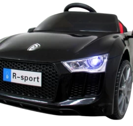 Cabrio B4 Black Vaikiškas Automobilis Su Akumuliatoriumi, Nuotolinio Valdymo Pulteliu, žibintais, Odinis Cabrio B4 Black Vaikiškas Automobilis Su Akumuliatoriumi, Nuotolinio Valdymo Pulteliu, žibintais, Odinis