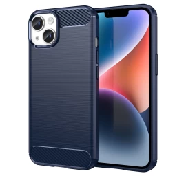 Carbon Case Iphone 14 Lankstus Gelinis Galinis Dėklas Mėlynas