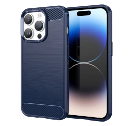 Carbon Case Iphone 14 Pro Max Lankstus Gelinis Galinis Dėklas Mėlynas