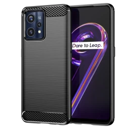Carbon Case Lankstus Dėklas Realme 9 Pro + (9 Pro Plus) Juodas
