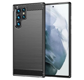Carbon Case Samsung Galaxy S23 Itin Lankstus Silikoninis Anglies Korpusas Juodas