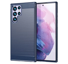 Carbon Case Samsung Galaxy S23 Itin Lankstus Silikoninis Anglies Korpusas Mėlynas