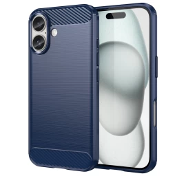 carbon Case Silikoninis Dangtelis iphone 16 Plus - Mėlynas