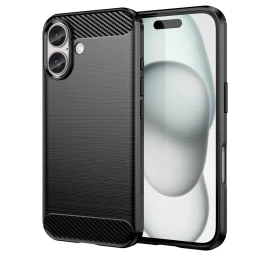 Carbon Case Silikoninis Dėklas Iphone 16 - Juodas