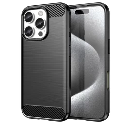 carbon Case Silikoninis Dėklas iphone 16 Pro Max - Juodas