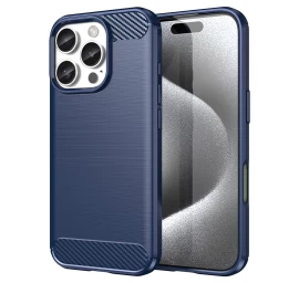 carbon Case Silikoninis Dėklas iphone 16 Pro Max - Mėlynas