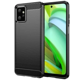 Carbon Case Silikoninis Lankstus Anglies Juodos Spalvos Dangtelis, Skirtas Motorola Moto G Power 2023