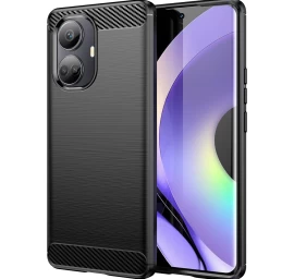 Carbon Case Silikoninis Lankstus Anglies Juodos Spalvos Dangtelis, Skirtas Realme 10 Pro