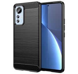 Carbon Case Xiaomi 12 Lite Korpusas Lankstus Silikoninis Anglies Korpusas Juodas