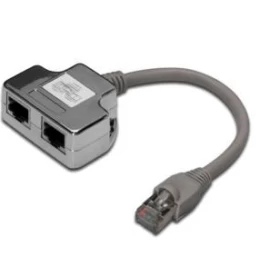 CAT5e Adapter shielded 2 x RJ45 F to 1x RJ45 M