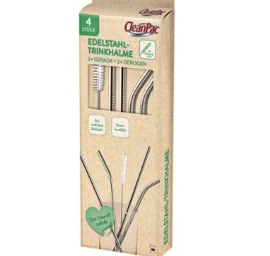 cleanpac, Nerūdijančio Plieno Geriamojo Vandens šiaudeliai + Valymo šepetėlis, 4 Dalys (vokietijos Produktai).