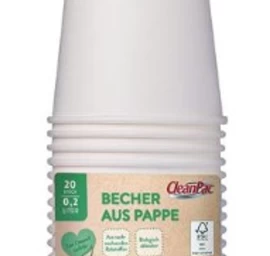 Cleanpac, Popierinis Puodelis, 0,2 L, 20 Vienetų (vokietijos Produktai).