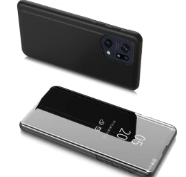 clear View Case Apverčiamasis Dangtelis oppo Find X5 Pro, Juodas