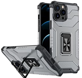 Crystal Ring Case šarvuotas Hibridinis Dėklas + Magnetinis Laikiklis Iphone 13 Pro Juodas