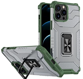 Crystal Ring Case šarvuotas Hibridinis Dėklas + Magnetinis Laikiklis Iphone 13 Pro žalias