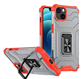 Crystal Ring Case šarvuotas Hibridinis Dėklas + Magnetinis Laikiklis Iphone 13 Raudonas
