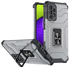 Crystal Ring Case šarvuotas Hibridinis Dėklas + Magnetinis Laikiklis Samsung Galaxy A72 4g Juodas
