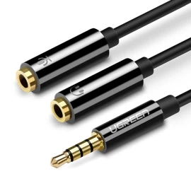 Dalytuvo Adapteris Mini Jack 3,5 Mm - 2 X Mini Jack 3,5 Mm Mikrofonas Ir Ausinės Juodas
