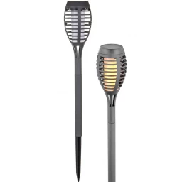 Dancing Flames Solar Lamp 12 Led Smd 7,5x7,5x46,5cm Pilka