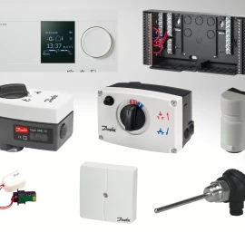 Automatikos komplektas šildymas, karštas vanduo Danfoss ECL210 arba 310 valdiklis, raktas, davikliai, pavaros
