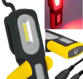 Darbo lempa akumuliatorinė + raudona šviesa | Li-Ion COB LED / USB (S560)