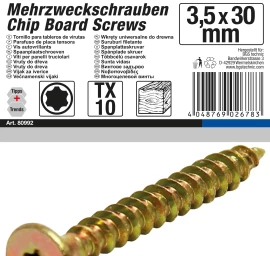 Daugiafunkciniai varžtai | T-Star (Torx) T10 | 3,5 x 30 mm | 250 vnt. (80992)