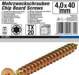 Daugiafunkciniai varžtai | T-Star (Torx) T20 | 4,0 x 40 mm | 150 vnt. (80994)