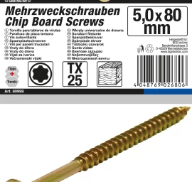 Daugiafunkciniai varžtai | T-Star (Torx) T25 | 5,0 x 80 mm | 50 vnt (80998)