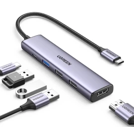 Daugiafunkcinis Hub Adapteris Usb-a Hdmi Usb-c Pilkos Spalvos