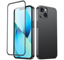 Dėklas iphone 13 Nugarėlei Ir Priekiui + Grūdintas Stiklas, Juodas