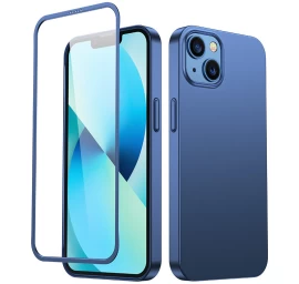 Dėklas iphone 13 Nugarėlei Ir Priekiui + Grūdintas Stiklas, Mėlynas