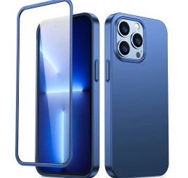 Dėklas iphone 13 Pro Galiniam Ir Priekiniam Dangteliui + Grūdintas Stiklas, Mėlynas