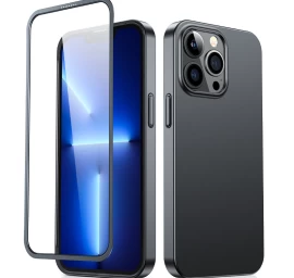 Dėklas iphone 13 Pro Max Galiniam Ir Priekiniam Dangteliui + Grūdintas Stiklas, Juodas