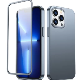 Dėklas iphone 13 Pro Max Galiniam Ir Priekiniam Dangteliui + Grūdintas Stiklas, Pilkas
