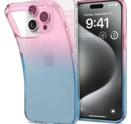 Dėklas iphone 15 Pro Liquid Crystal - Rožinis Ir Mėlynas