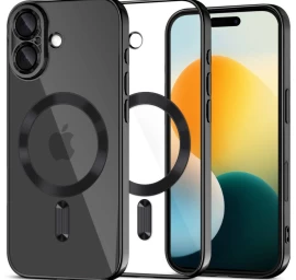 Dėklas iphone 17 Magsafe Magflex - Skaidrus/juodas