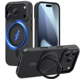 Dėklas iphone 17 Pro Max Magring Magsafe - Matinės Juodos Spalvos