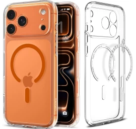 Dėklas iphone 17 Pro Max Ultra Hybrid Magsafe - Skaidrus Oranžinis