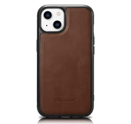 Dėklas Iš Natūralios Odos Iphone 14 Plus Leather Oil Wax Tamsiai Rudos Spalvos