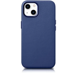 Dėklas Iš Natūralios Odos Iphone 14 Plus Magsafe Case Leather Blue