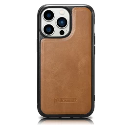 Dėklas Iš Natūralios Odos Iphone 14 Pro Max Leather Oil Wax šviesiai Rudos Spalvos