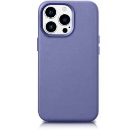 Dėklas Iš Natūralios Odos Iphone 14 Pro Max Magsafe Case Leather šviesiai Violetinės Spalvos