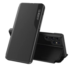 Dėklas samsung S24 Ultra Su Atlenkiamu Dangteliu Ir Stovu eco Leather View Case, Juodas